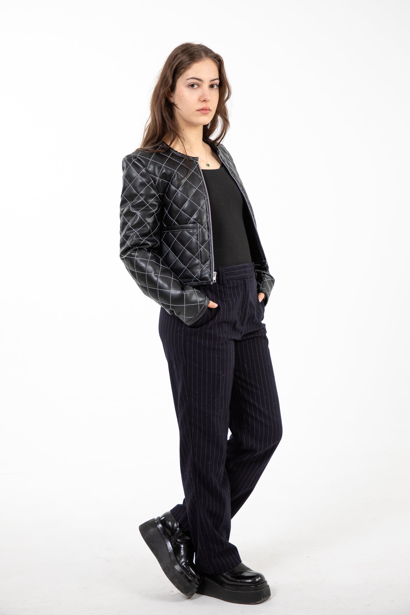 Glossy Faux Leather Jacket