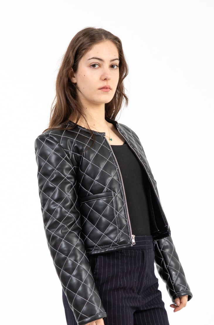 Glossy Faux Leather Jacket
