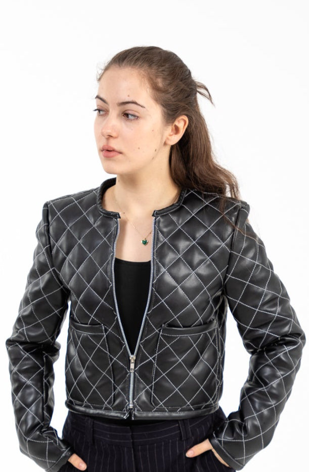 Glossy Faux Leather Jacket