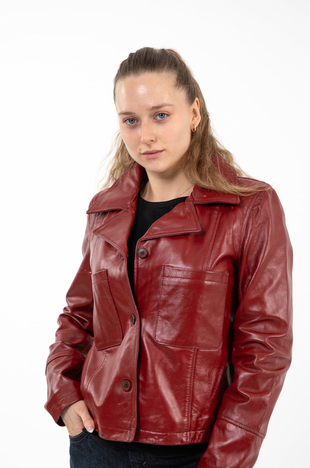 Buttoned Leather Jacket