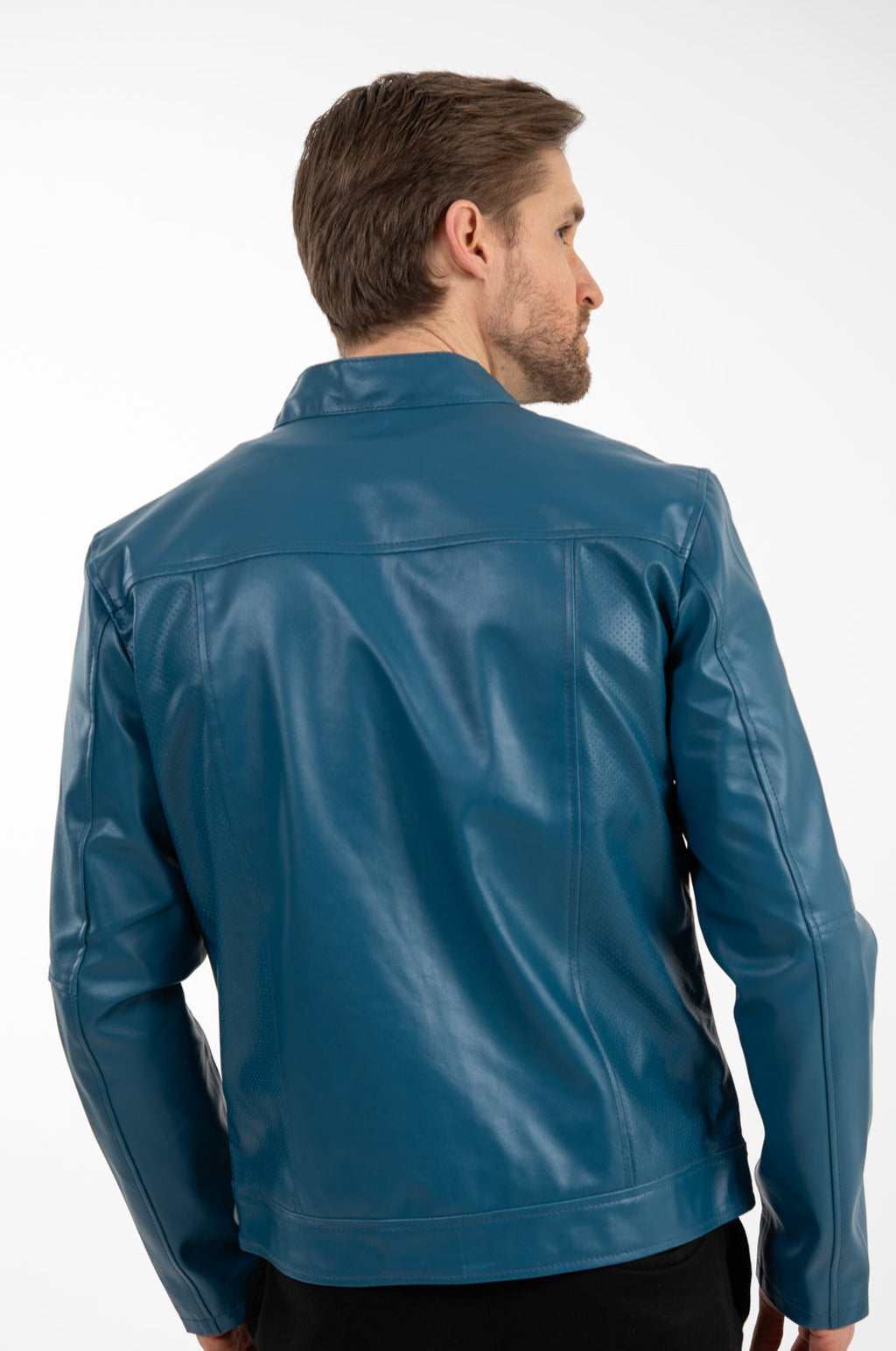 Perforated Faux Leather Moto Jacket