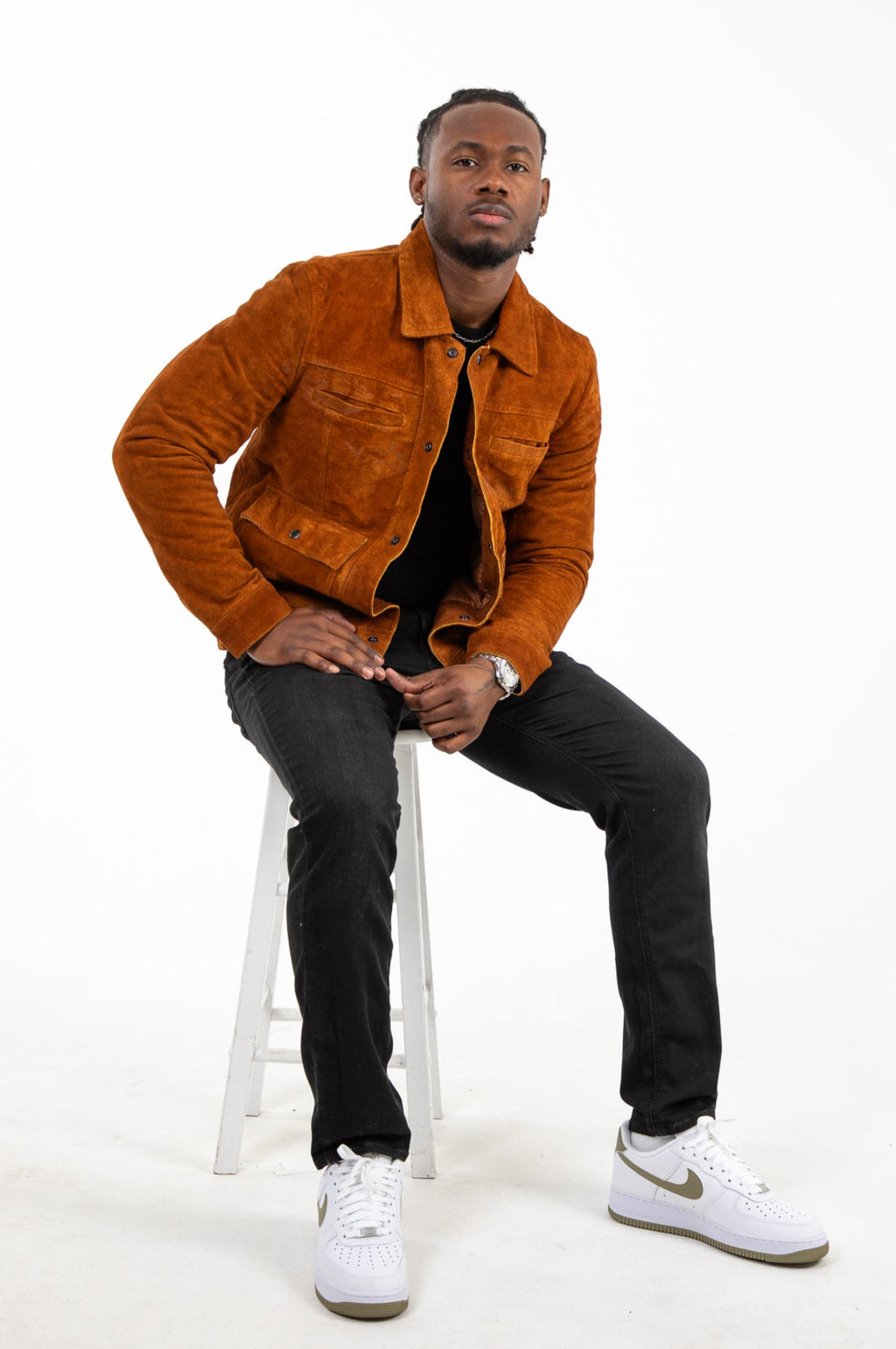 Suede Snap Button Leather Jacket