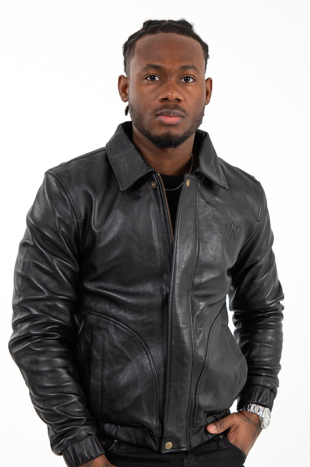 Collar Leather Jacket - Lambskin