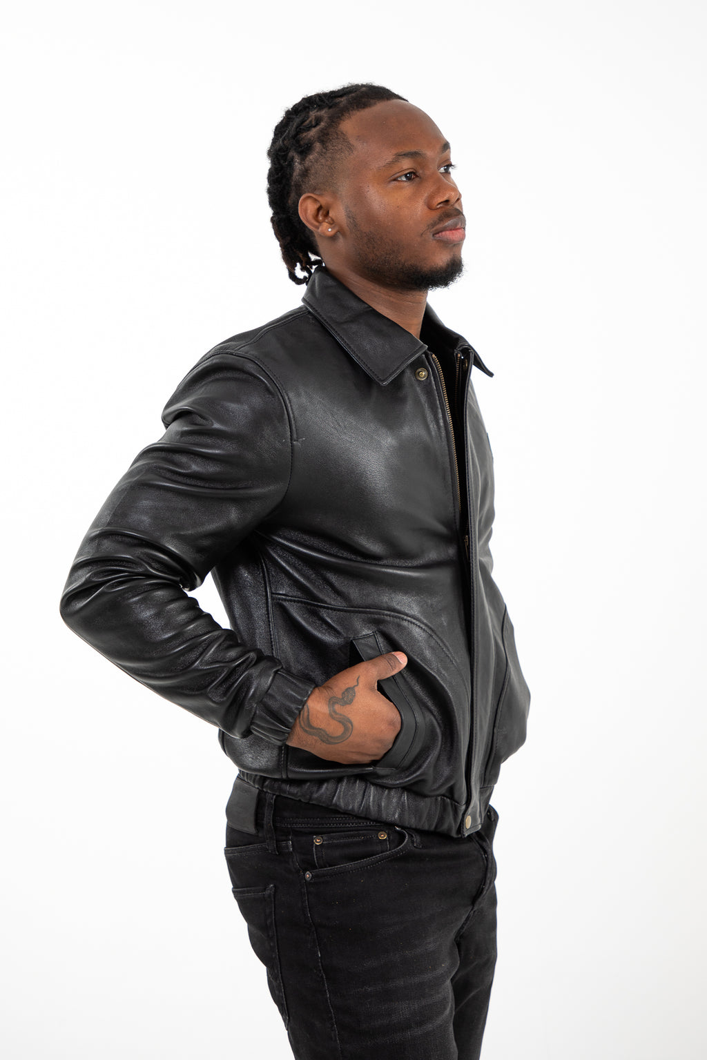 Collar Leather Jacket - Lambskin