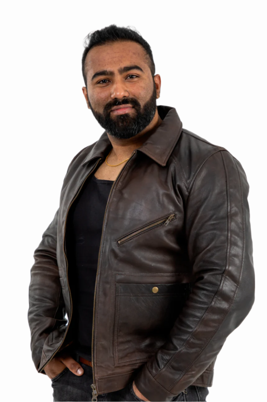 Vintage Brown Leather Jacke